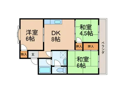 ヴィラ貴志川(3DK/3階)の間取り写真