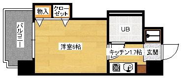 ダイアパレス比治山公園(1K/10階)の間取り写真