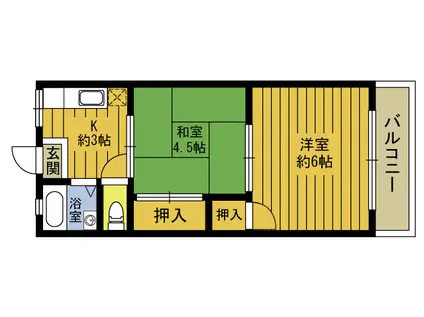 パナハイツ田尻(2K/2階)の間取り写真