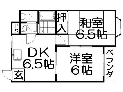 グレイス東香里(2DK/3階)の間取り写真