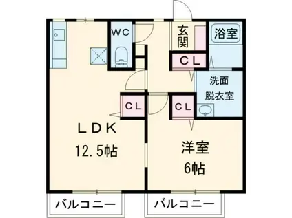 チェリーハイツ(1LDK/2階)の間取り写真