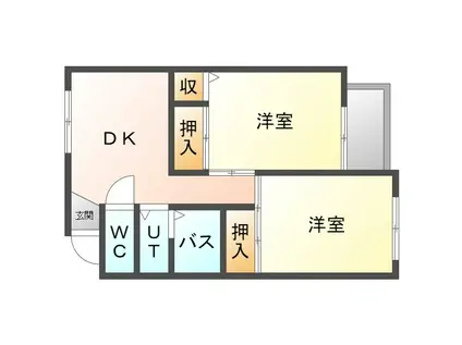 ボーベルマンション(2DK/2階)の間取り写真