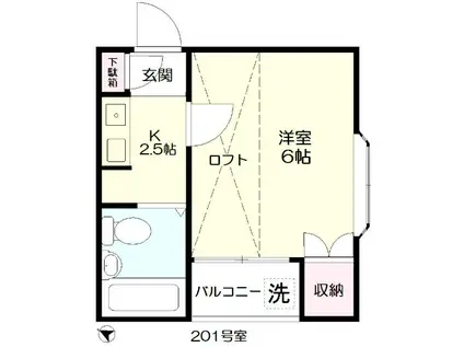 リビングテラス湘南片瀬山(1K/2階)の間取り写真