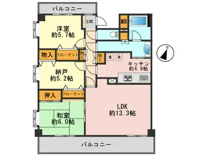 ライオンズマンション京成高砂(2SLDK/2階)の間取り写真