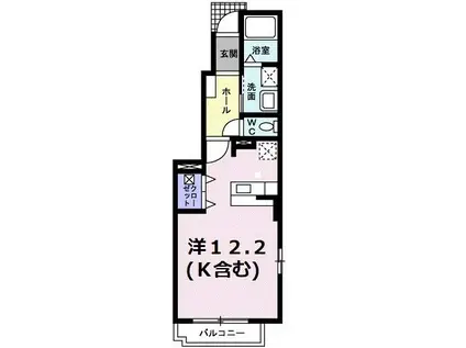 クリザンテーム(ワンルーム/1階)の間取り写真