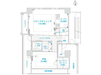 松屋タワー(1LDK/27階)の間取り写真