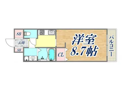 CASSIA塚本(1K/5階)の間取り写真