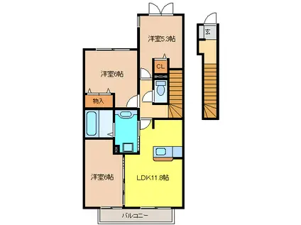 グリーンフィールドM(3LDK/2階)の間取り写真