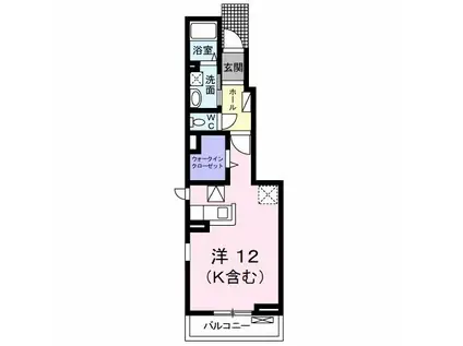 フレッシュリーB(ワンルーム/1階)の間取り写真