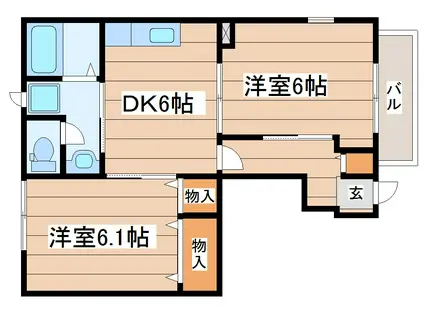 フォルモーント郷古III(2DK/1階)の間取り写真