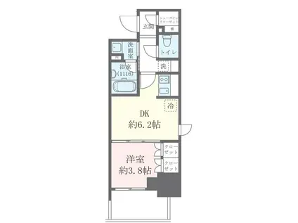 クレストコート靱公園 THE CLASS(1DK/13階)の間取り写真