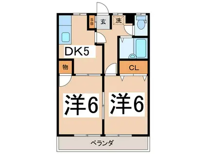 ハイツイノウエ(2DK/1階)の間取り写真