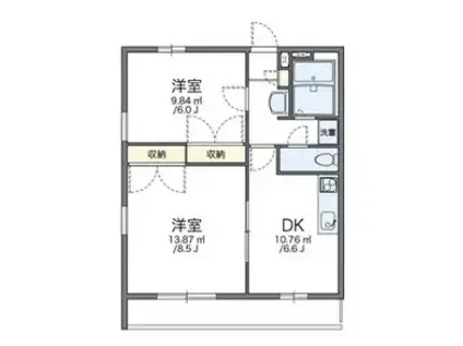 東武野田線 東岩槻駅 徒歩26分 3階建 築28年(2DK/2階)の間取り写真