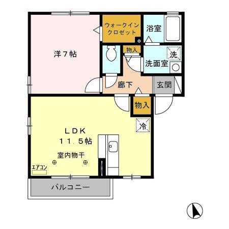 メイプルリーフ B(1LDK/2階)の間取り写真