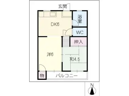成田マンション(2DK/1階)の間取り写真