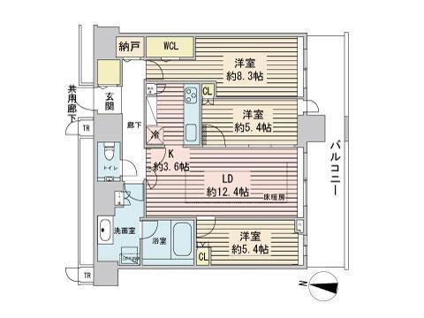 ONE札幌ステーションタワー(3LDK/8階)の間取り写真