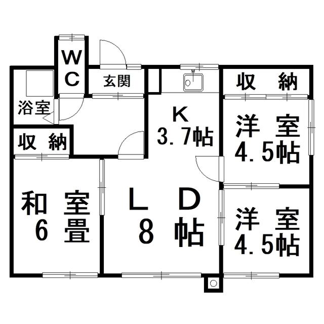 佐藤ハイツ(3LDK/2階)の間取り写真