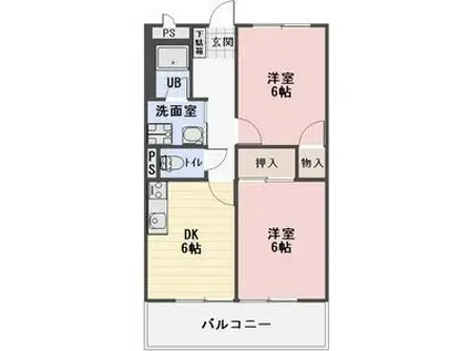 SURPLUSII プラウダ(2DK/1階)の間取り写真