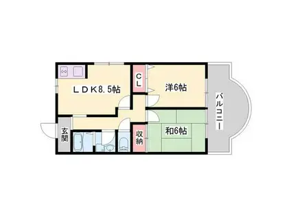 土井マンション(2LDK/2階)の間取り写真