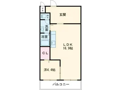 サンヴィラ森(1LDK/2階)の間取り写真