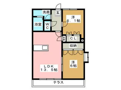 HOUSE OF AZALEA(2LDK/2階)の間取り写真