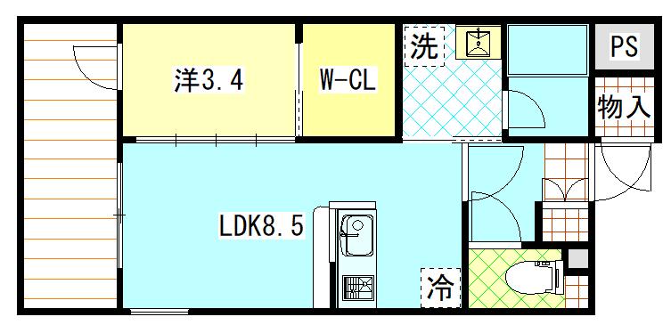 APPLEみやぎの(1LDK/8階)の間取り写真
