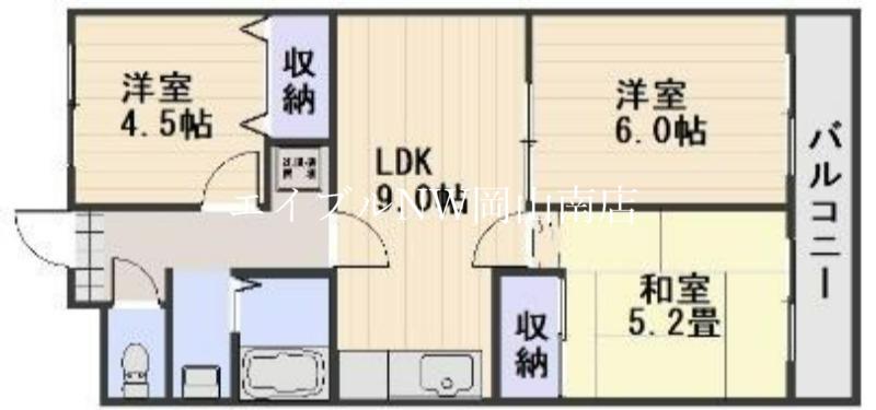 アクセスワケ(3LDK/3階)の間取り写真