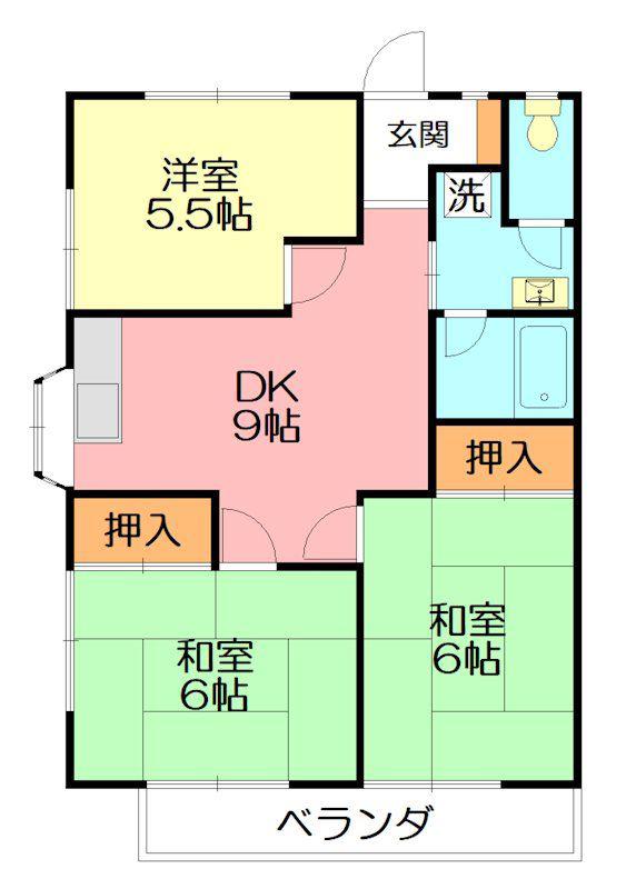 こまがた植田(3DK/2階)の間取り写真