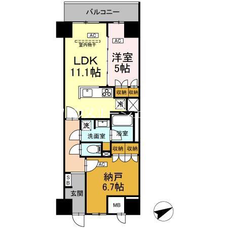 サンジョイアゼロ(1SLDK/4階)の間取り写真
