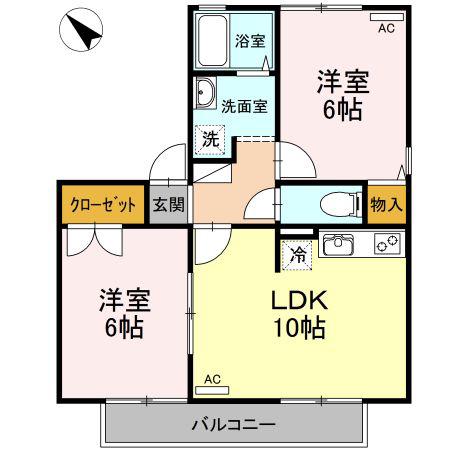アドミレー樹太 C棟(2LDK/1階)の間取り写真
