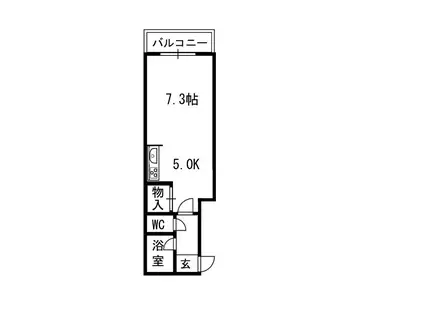 ジュイエ中の島(ワンルーム/5階)の間取り写真