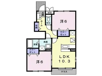 エスペランサI(2LDK/1階)の間取り写真