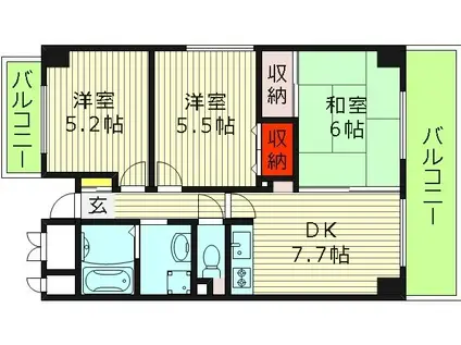 MICハイツ都島(3DK/2階)の間取り写真