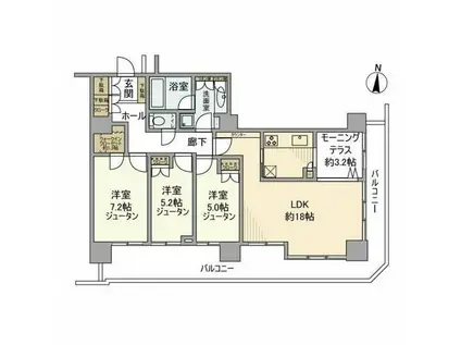 セントラルパークウエストシータワー(3LDK/4階)の間取り写真