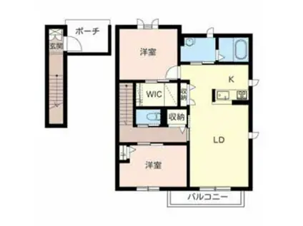 ヴィラーチェH&K(2LDK/2階)の間取り写真