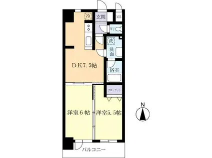 WILLDO桜川(2DK/2階)の間取り写真