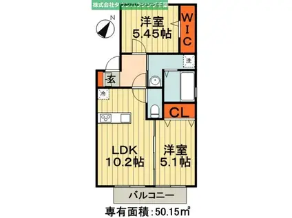 バードネイチャー A棟(2LDK/2階)の間取り写真