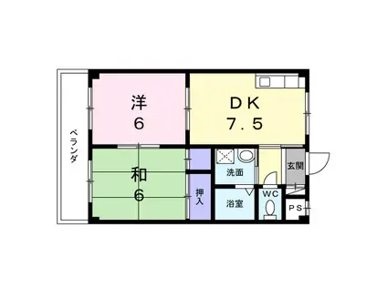 レジデンス家久(2DK/1階)の間取り写真