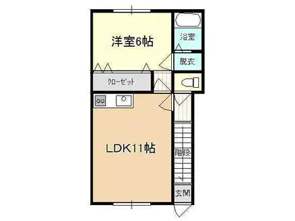 フィールファイン浜館(1LDK/2階)の間取り写真