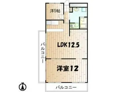 ハイマート屋島(2LDK/3階)の間取り写真