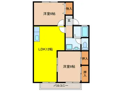 キングスガーデン(2LDK/2階)の間取り写真