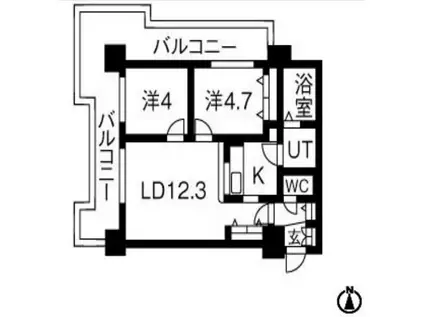 UURコート札幌北三条(2LDK/3階)の間取り写真