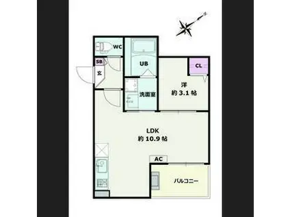 JACK SUNASHINDEN II(1LDK/1階)の間取り写真