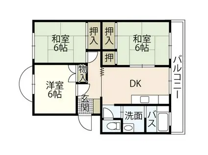 阿瀬波コーポ(3DK/3階)の間取り写真