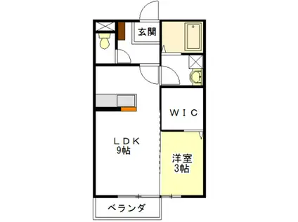エスプワール矢倉下(1LDK/2階)の間取り写真