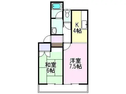 サイドヴィレッジB (1LDK/2階)の間取り写真