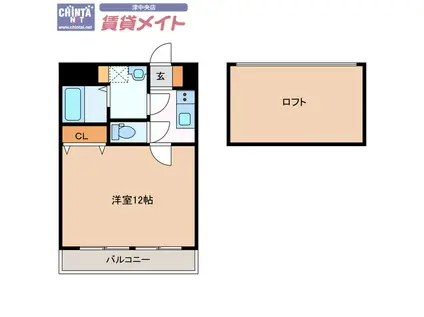 SPINACH(1K/2階)の間取り写真