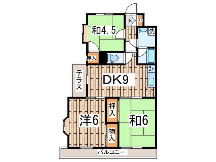 ヒルトップ元久保(3DK/1階)の間取り写真