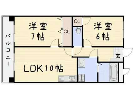 エルフ・フォレスト(2LDK/8階)の間取り写真