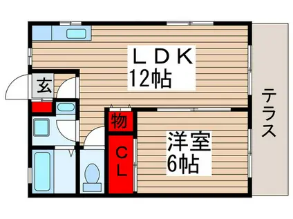 メゾンオーキスB棟(1LDK/1階)の間取り写真